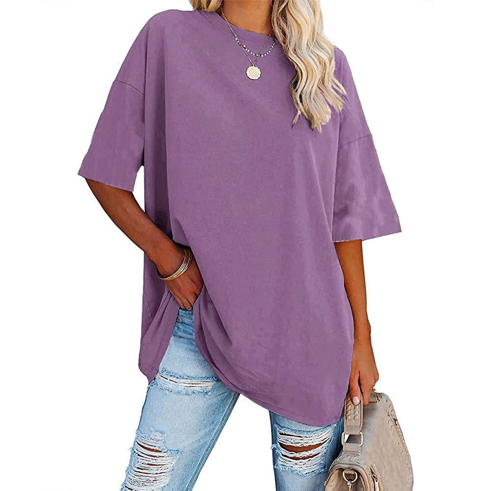 2023 New Updated Fabric Combed Cotton Jersey🔥 Womens Loose Fashion V-neck Top Short & Long Option (Size up to Plus Size 4XL)