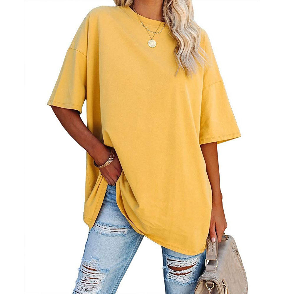 2023 New Updated Fabric Combed Cotton Jersey🔥 Womens Loose Fashion V-neck Top Short & Long Option (Size up to Plus Size 4XL)