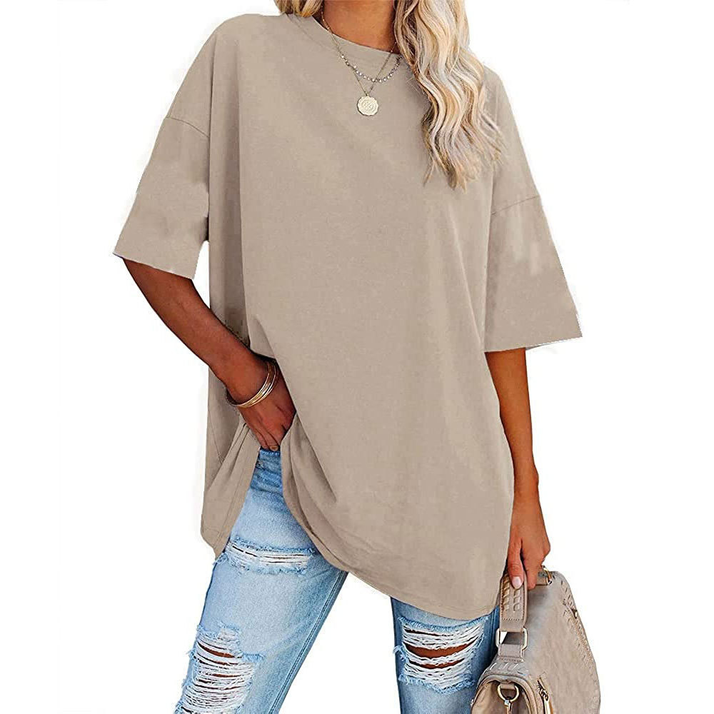 2023 New Updated Fabric Combed Cotton Jersey🔥 Womens Loose Fashion V-neck Top Short & Long Option (Size up to Plus Size 4XL)