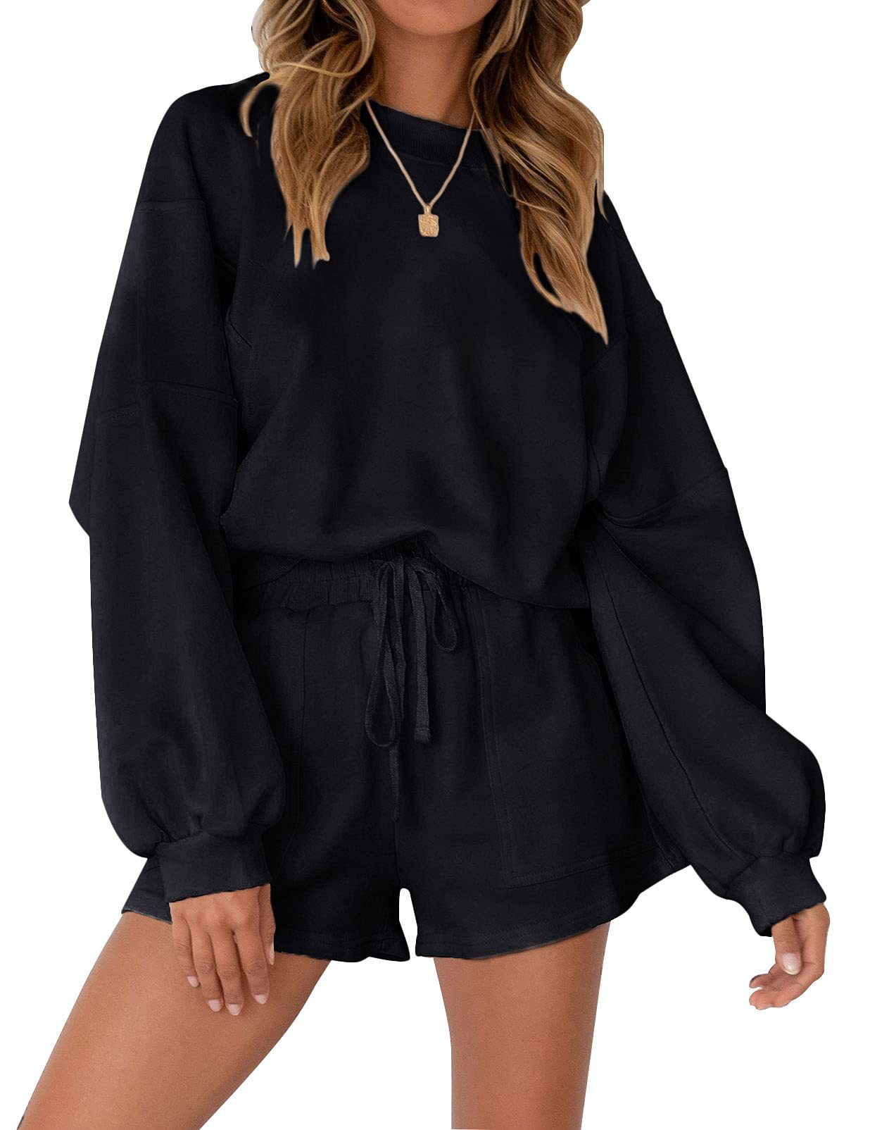 Athleisure Loungewear Set Loose Top and Shorts 2-Piece Set