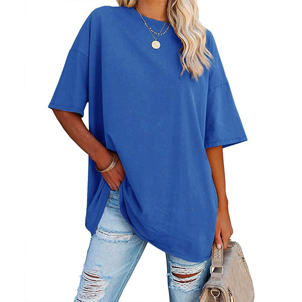 2023 New Updated Fabric Combed Cotton Jersey🔥 Womens Loose Fashion V-neck Top Short & Long Option (Size up to Plus Size 4XL)