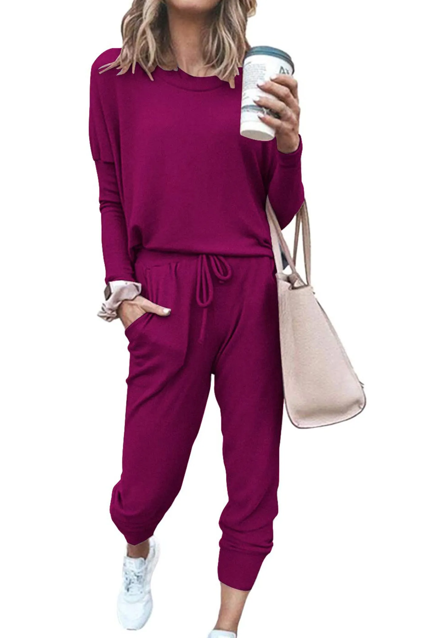 🔥🔥🔥🔥Women's Fall Crewneck Pullover Tops And High Waisted Pants Lounge Set