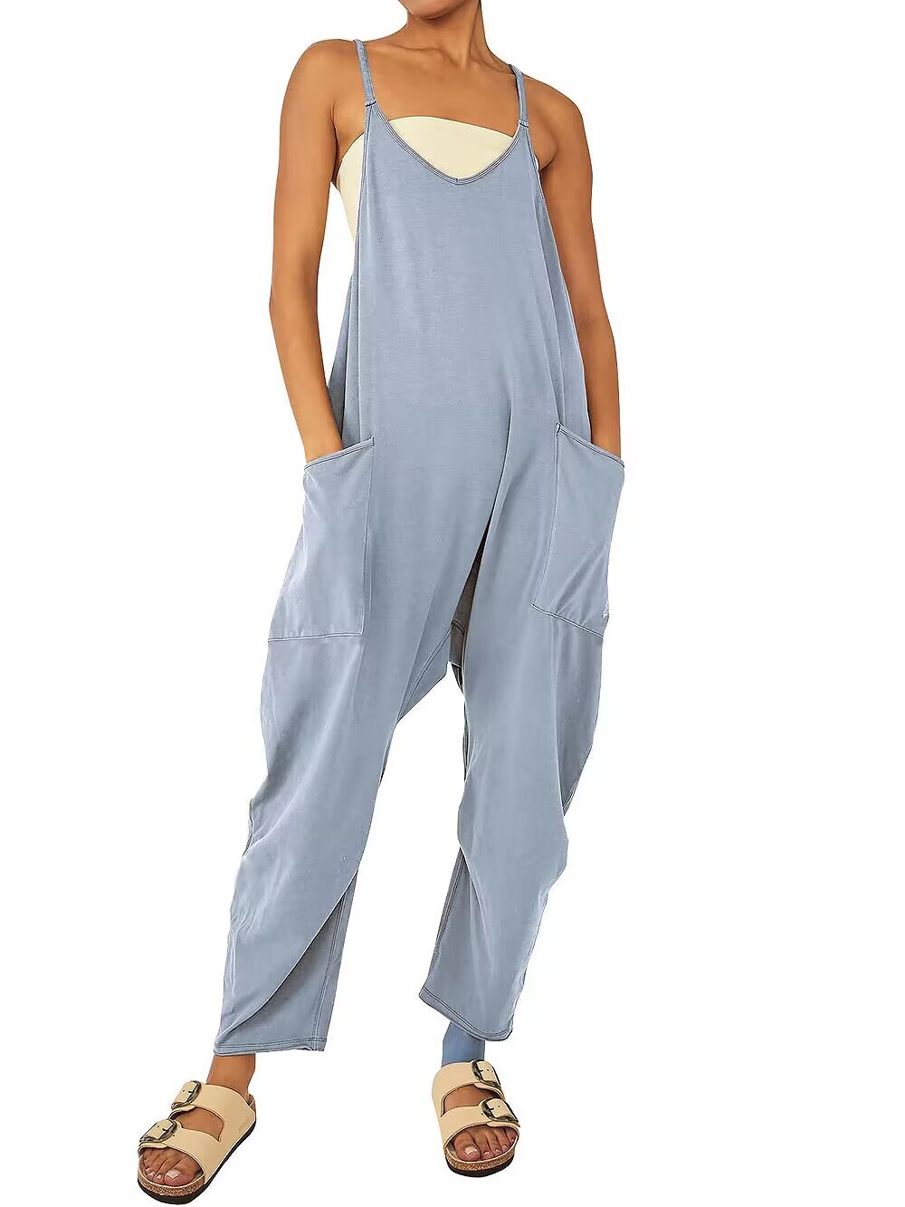 New Wide Leg Jumpsuit with Pockets (Buy 2 Free Shipping)(2023)