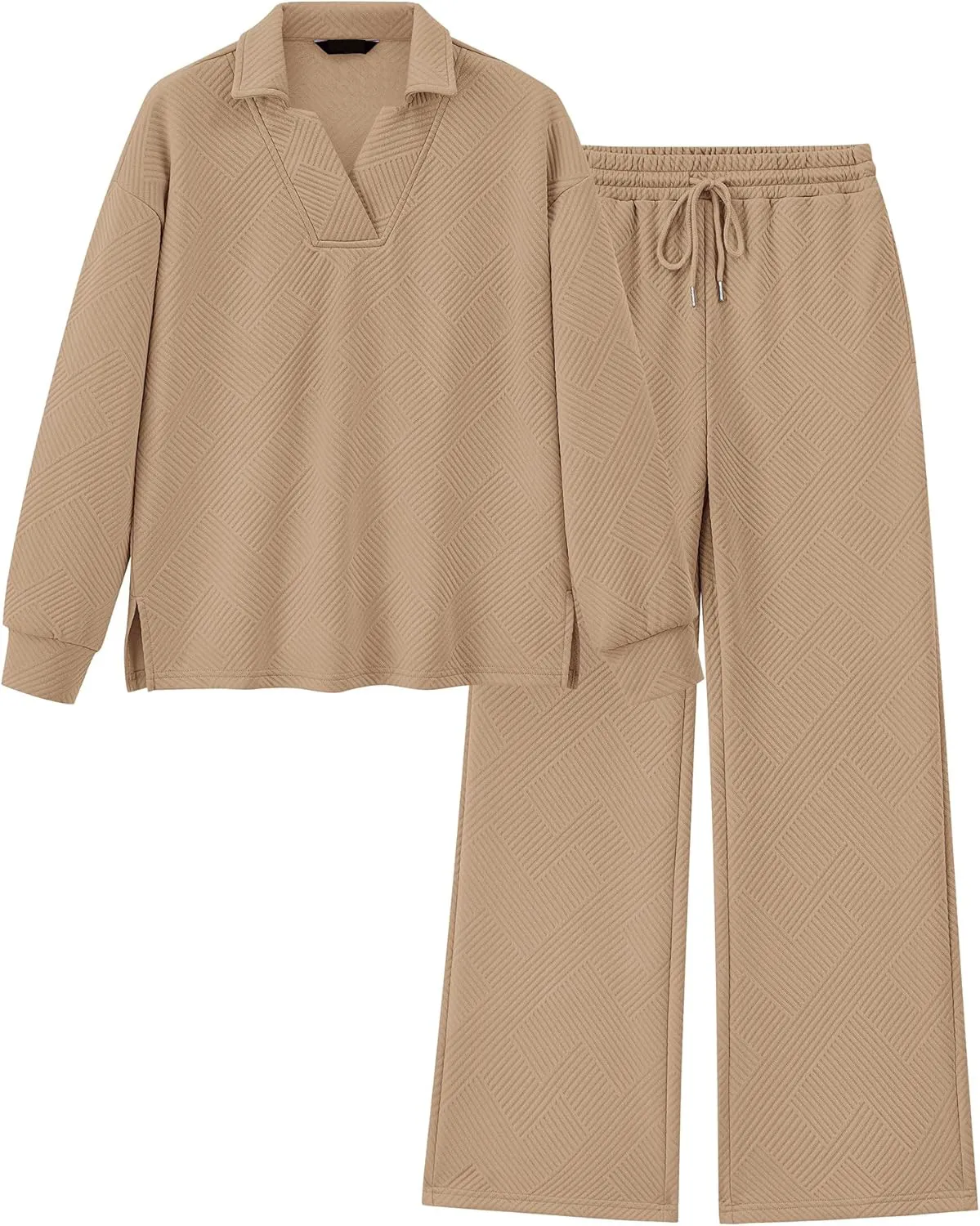🔥🔥🔥🔥Women 2 Piece Outfit Lapel V Neck Lounge Sets Pockets