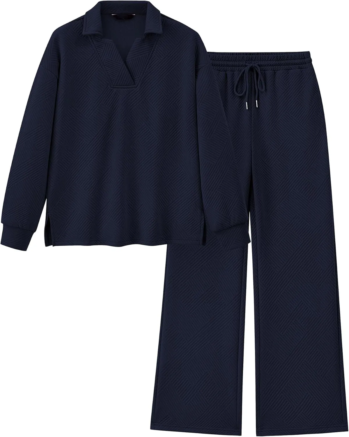 🔥🔥🔥🔥Women 2 Piece Outfit Lapel V Neck Lounge Sets Pockets