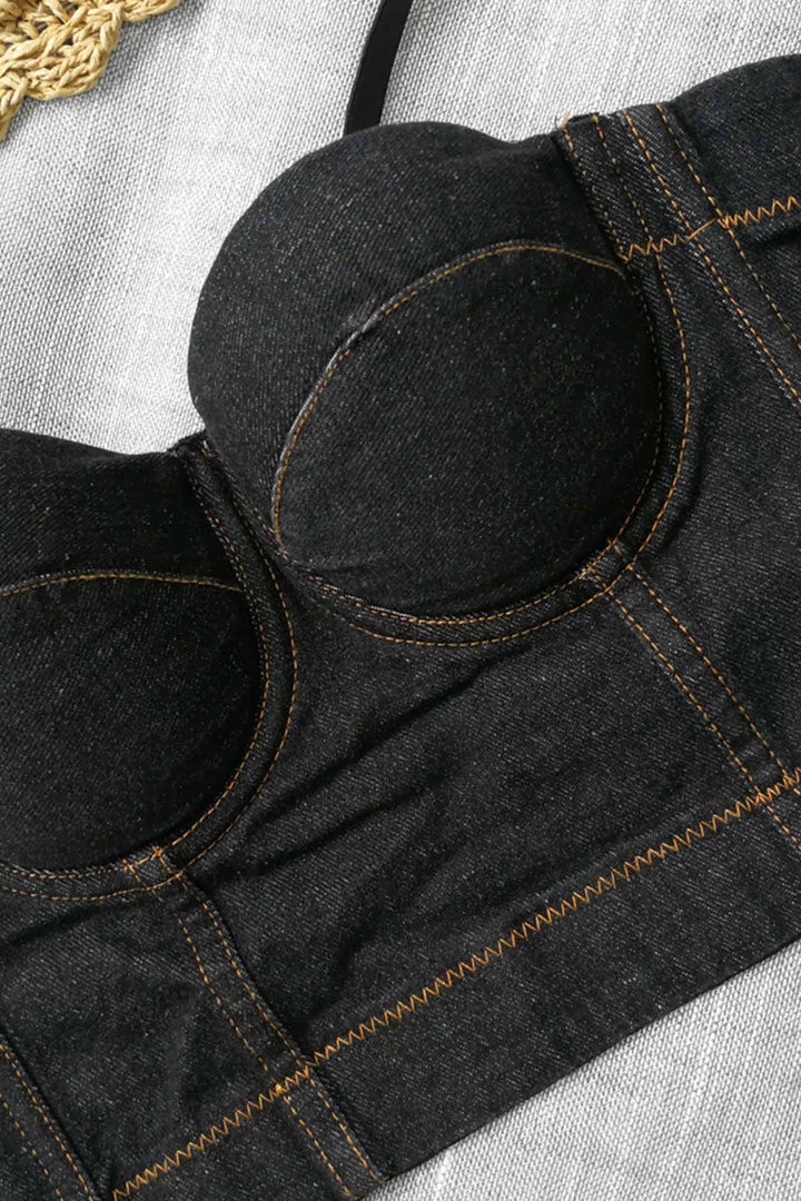 Solid Corset Denim Cami Top