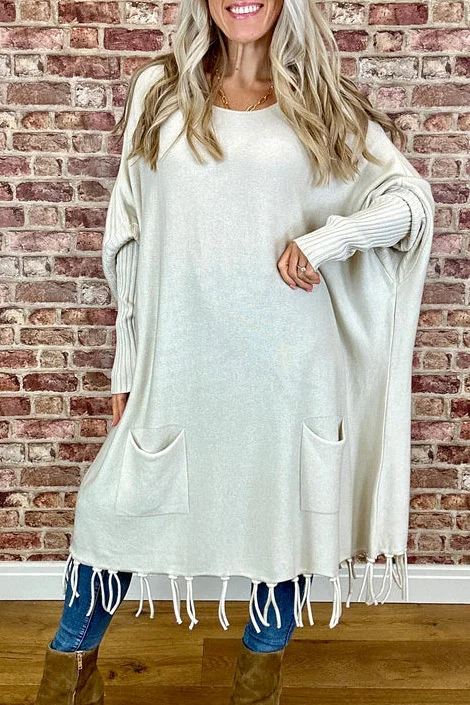 THREAD OF STREAMLINED LARGE BAT SLEEVE KNIT SWEATER (BUY 2 FREE SHIPPING）