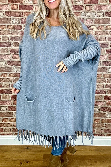 THREAD OF STREAMLINED LARGE BAT SLEEVE KNIT SWEATER (BUY 2 FREE SHIPPING）