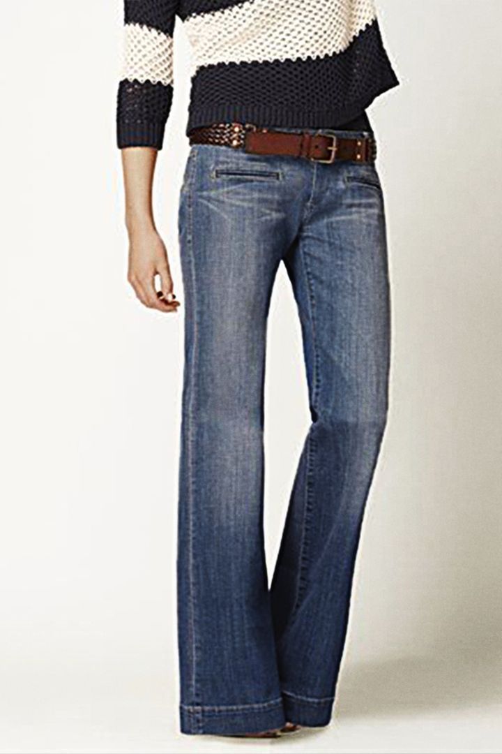 Midiross Washed Pocket Detail Low Rise Flare Jeans Without Belt