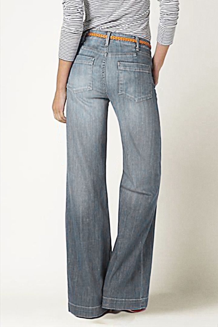 Midiross Washed Pocket Detail Low Rise Flare Jeans Without Belt