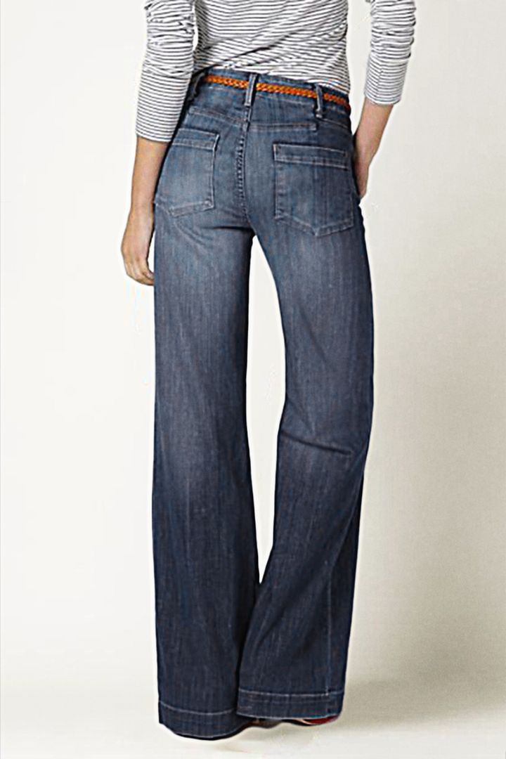 Midiross Washed Pocket Detail Low Rise Flare Jeans Without Belt