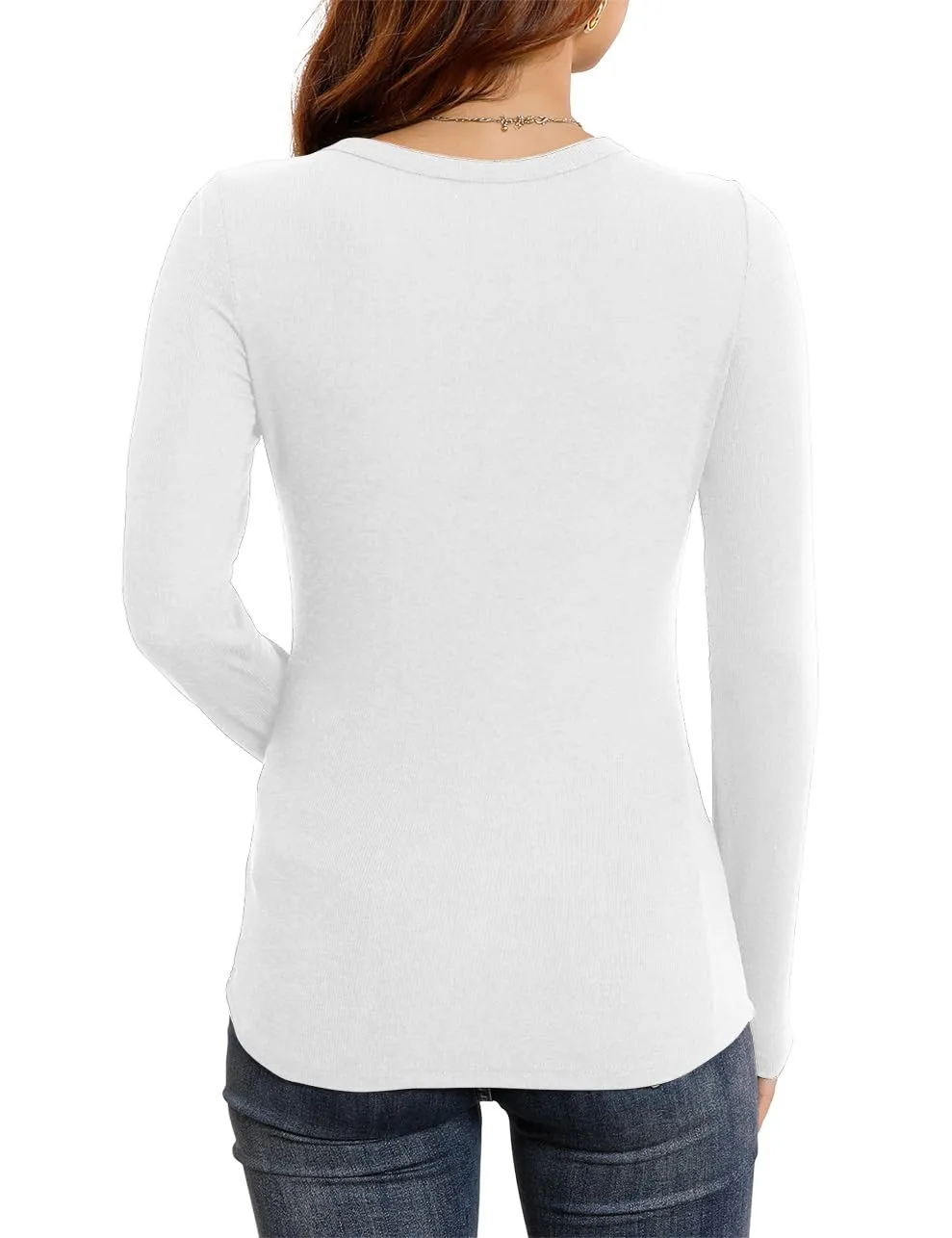 🔥🔥🔥🔥Women's Long Sleeve Stretch Slim Round Neck Ribbed Basic Shirts