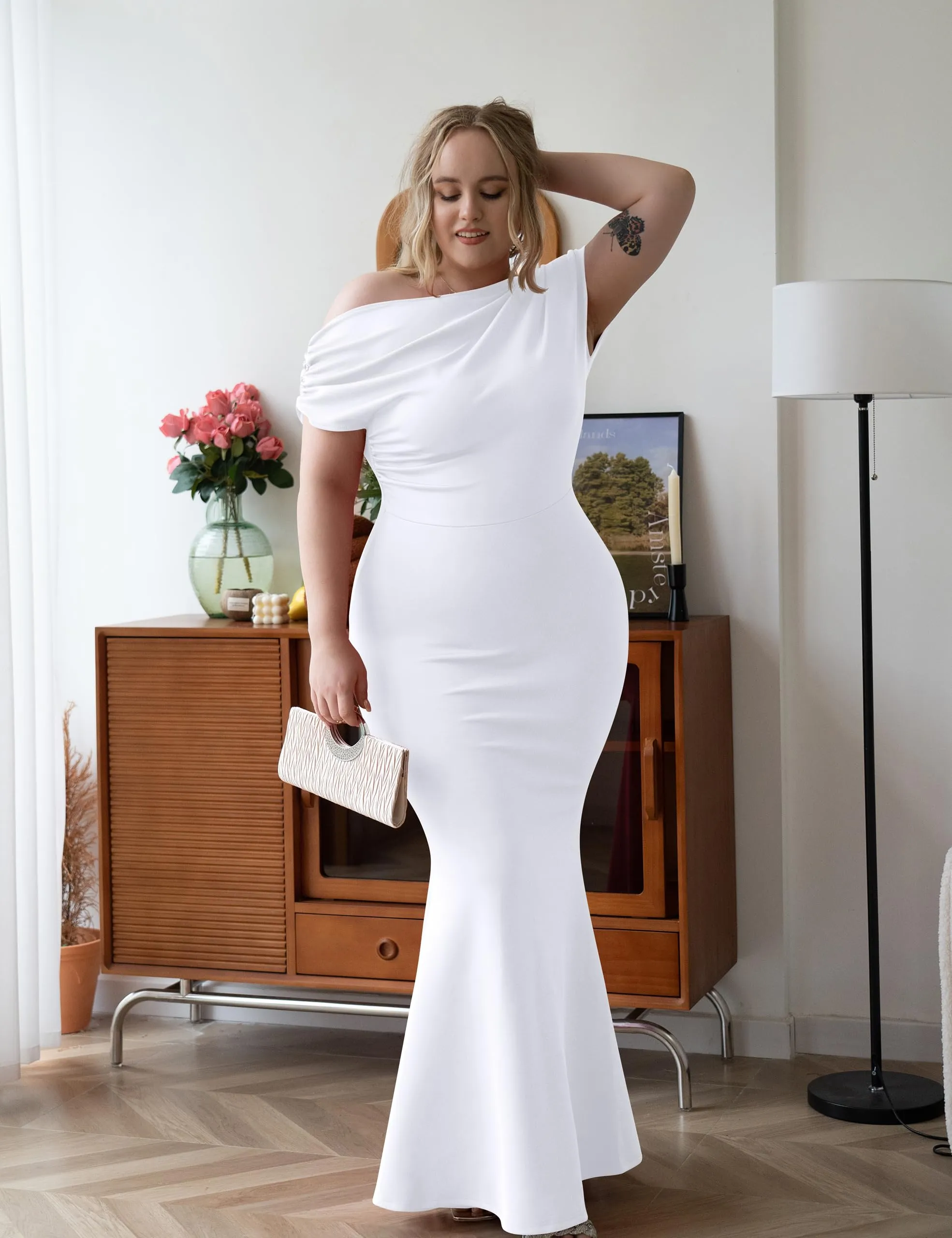 🔥🔥🔥🔥Women's Elegant Sleeveless Off Shoulder Bodycon Long Formal Party Evening Dress