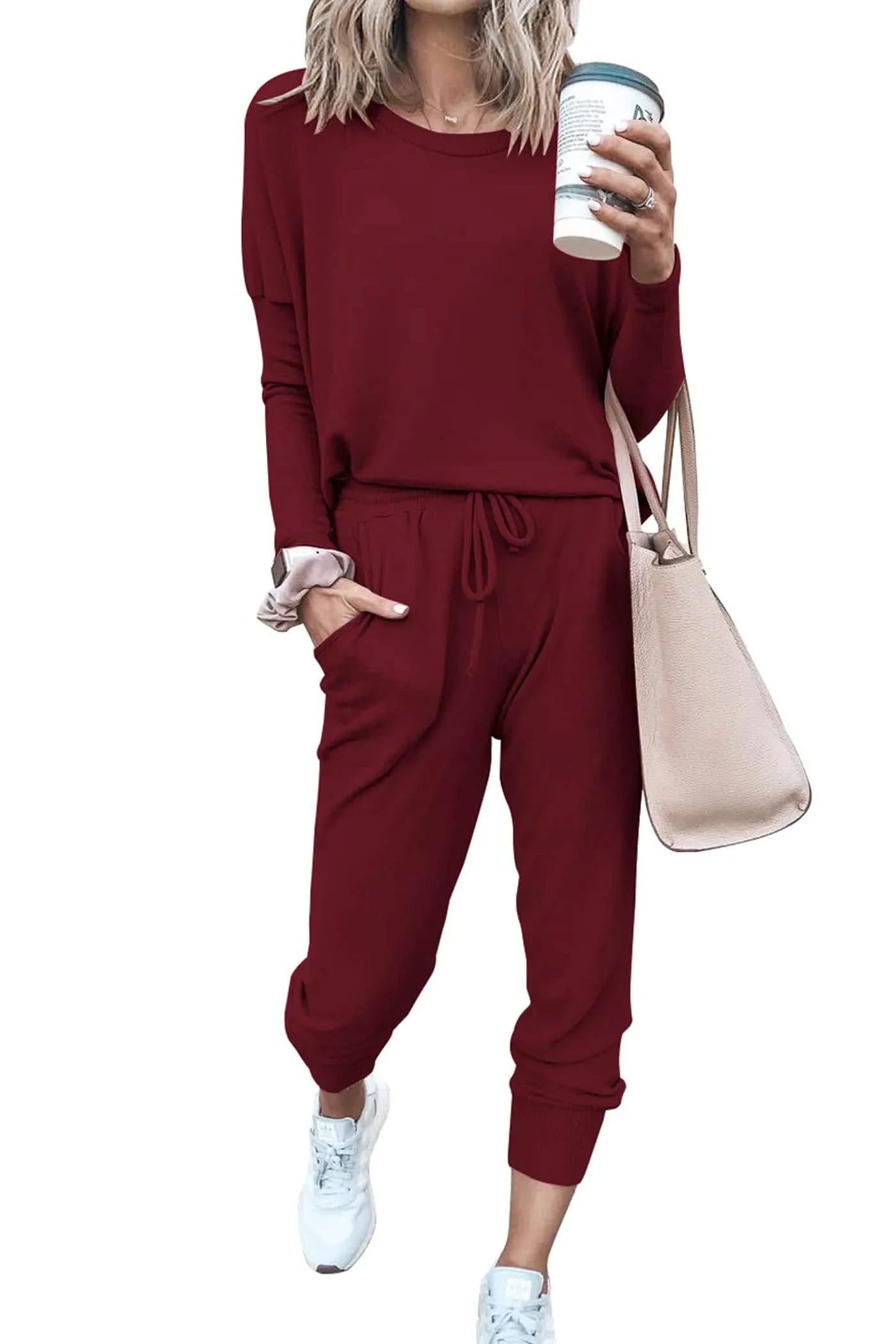 🔥🔥🔥🔥Women's Fall Crewneck Pullover Tops And High Waisted Pants Lounge Set
