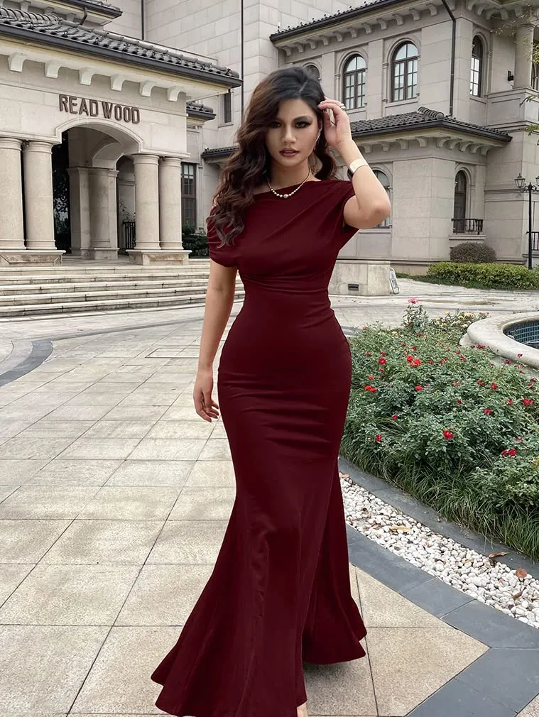 🔥🔥🔥🔥Women's Elegant Sleeveless Off Shoulder Bodycon Long Formal Party Evening Dress