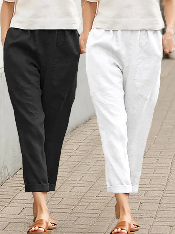 Linen-cotton Women's Large Size Loose Pants