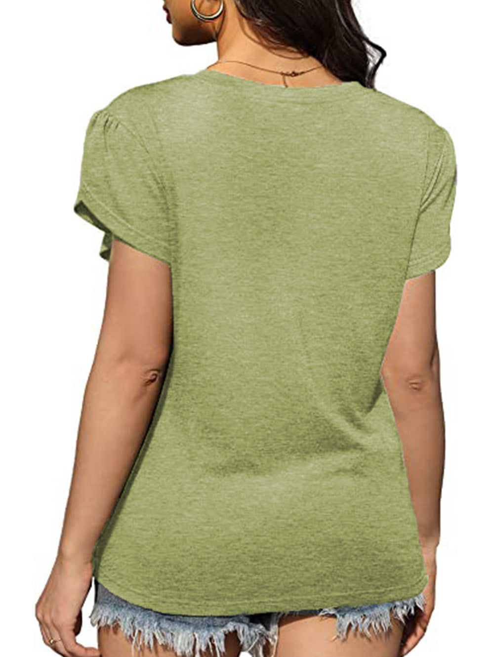 Crew Neck Solid Twist Short Sleeve T-Shirt