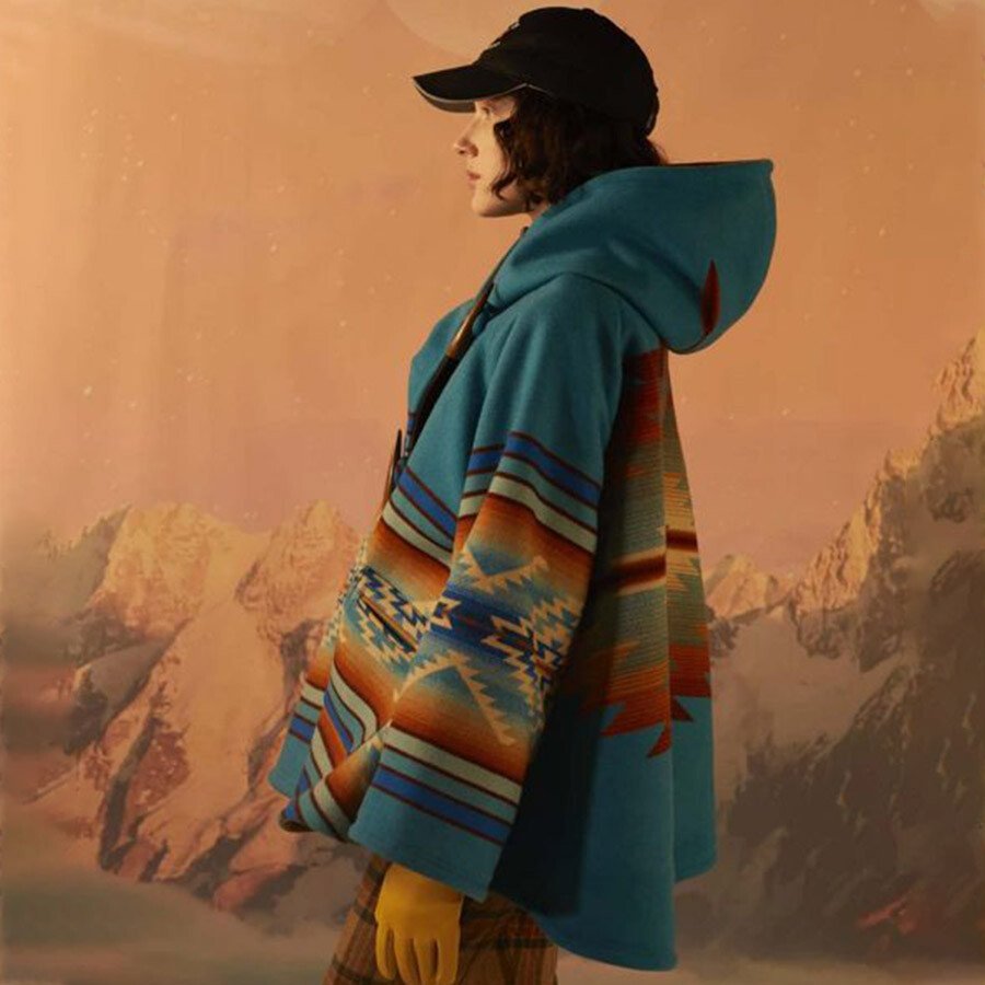 Ladies Western Vintage Print Woolen Jacket