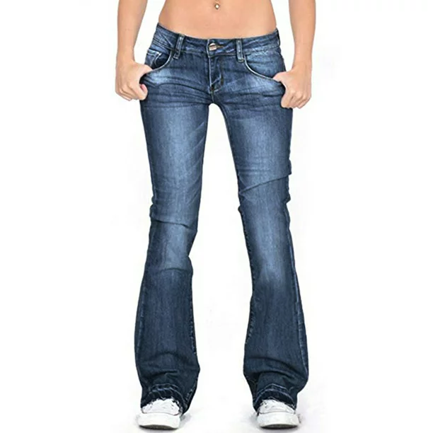 MIDIROSS DENIM PANTS LADIES LOW WAIST FLARED TROUSERS