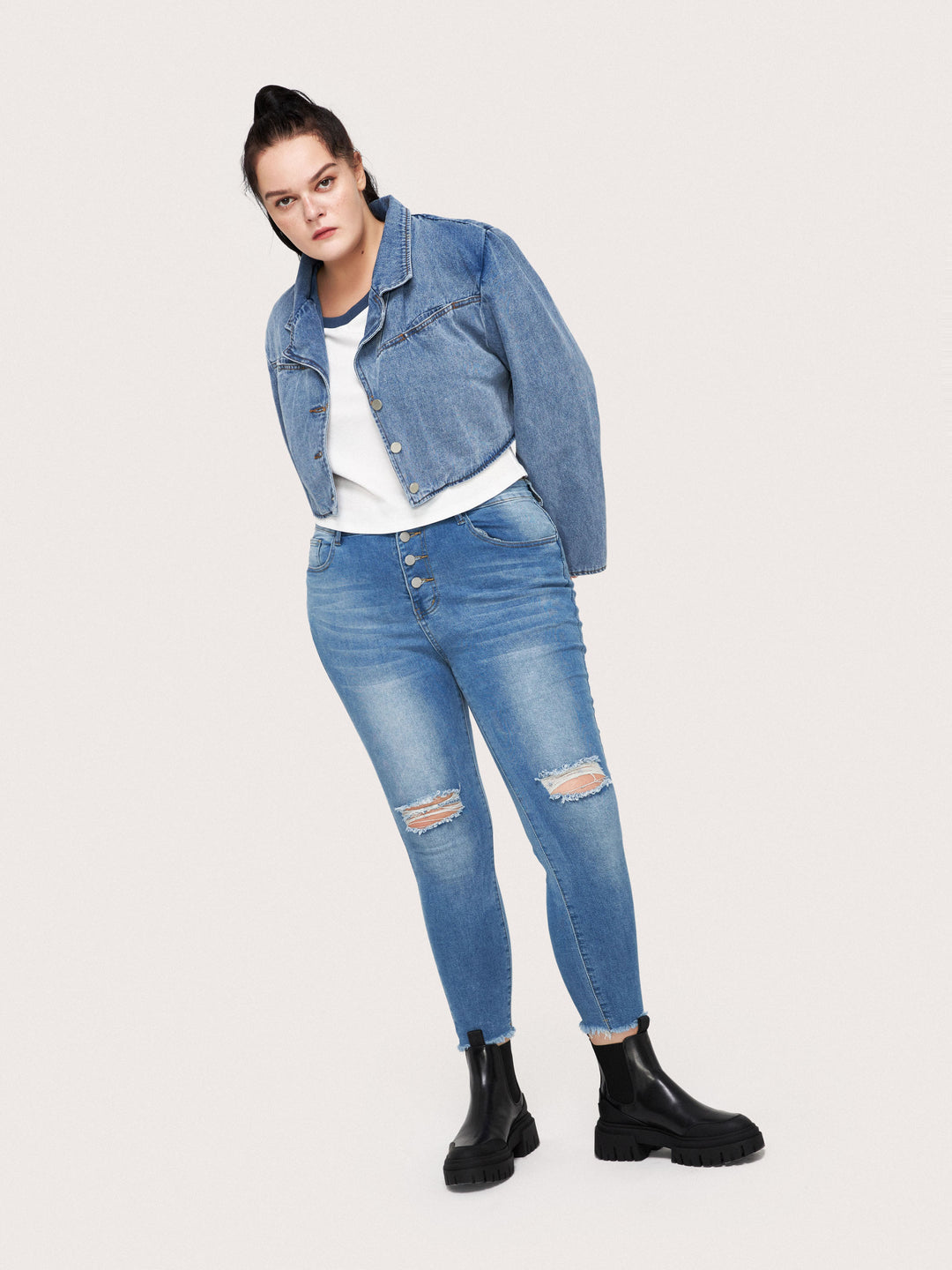 Curve&Plus Crop Denim Jacket