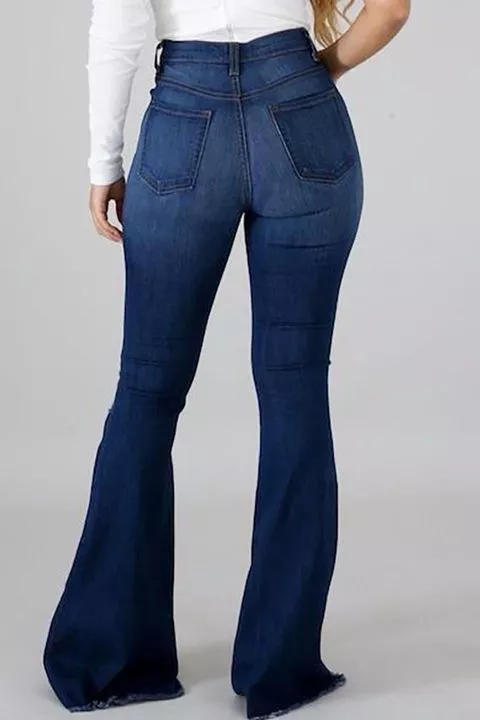 Midiross 90s Vintage High Waist Ripped Flare Leg Jeans