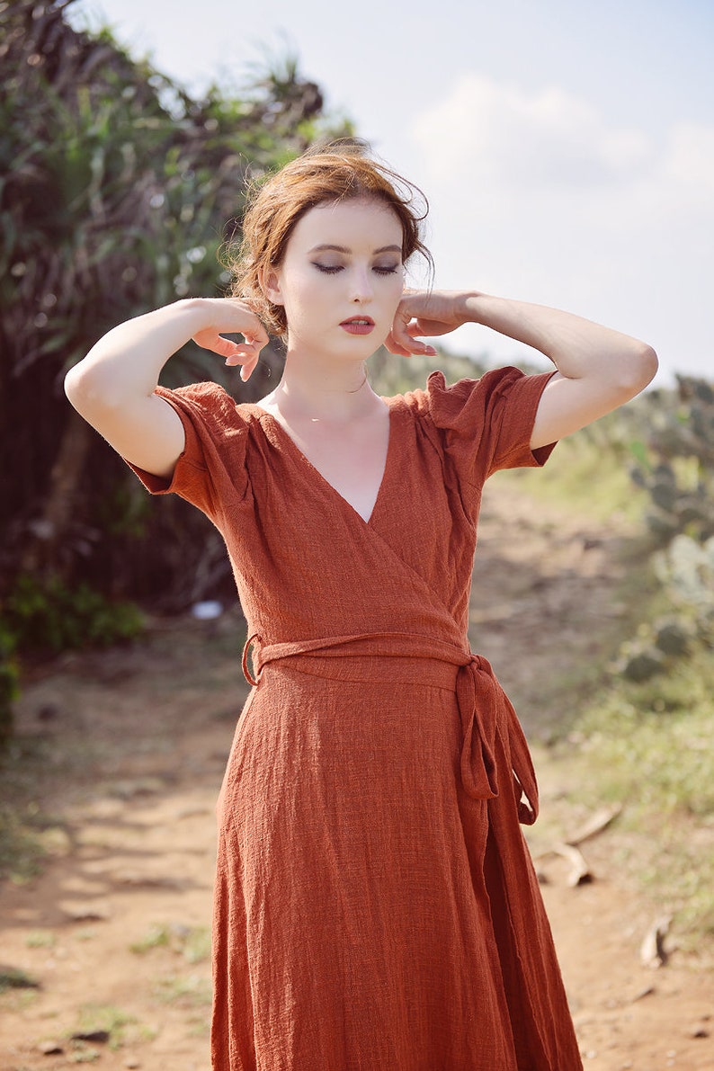 Linen Gauze Wrap Dress