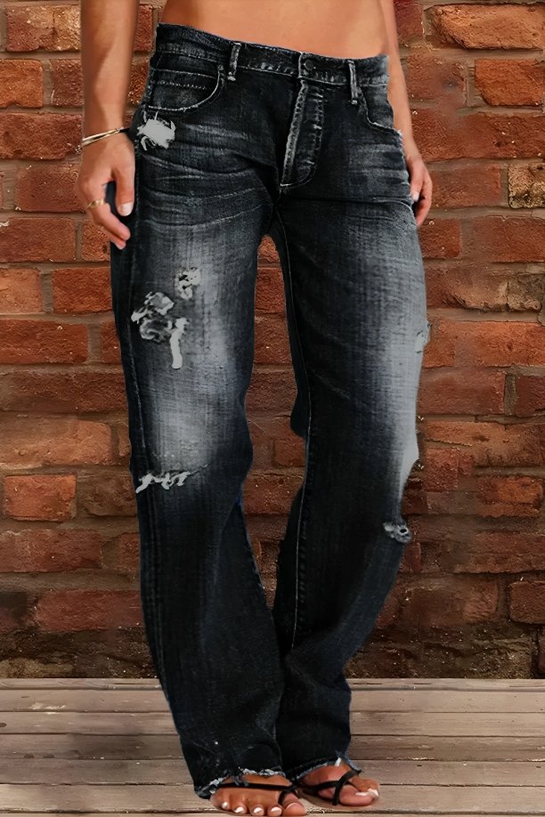 Midiross Ripped/Normal Low Waist Straight Leg Jeans(BUY 2 FREE SHIPPING)