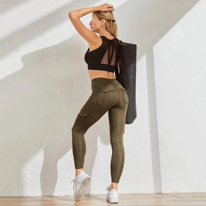 WOMEN'S POCKET SEXY STRETCH LEGGINGS FITNESS TRACK PANTS
