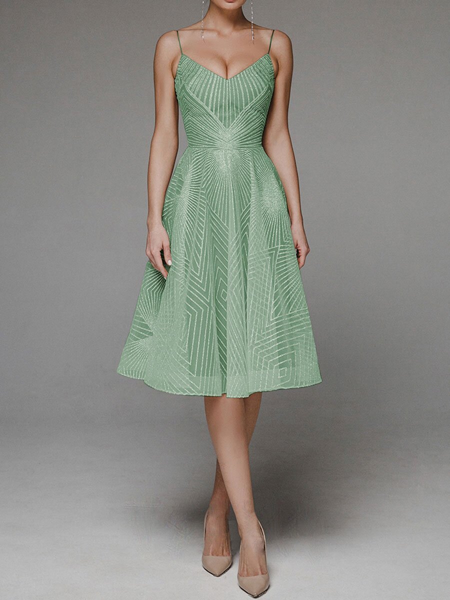 Stylish V-neck Strap A-line Dress