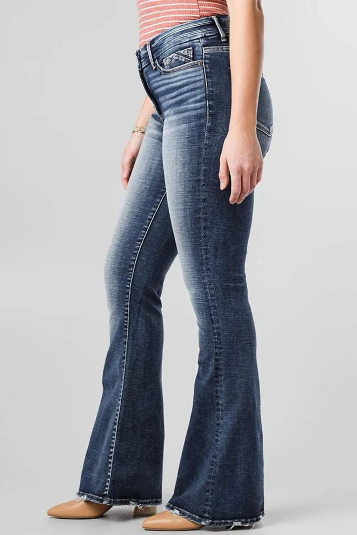 Vintage Raw Hem High Rise Flare Jeans