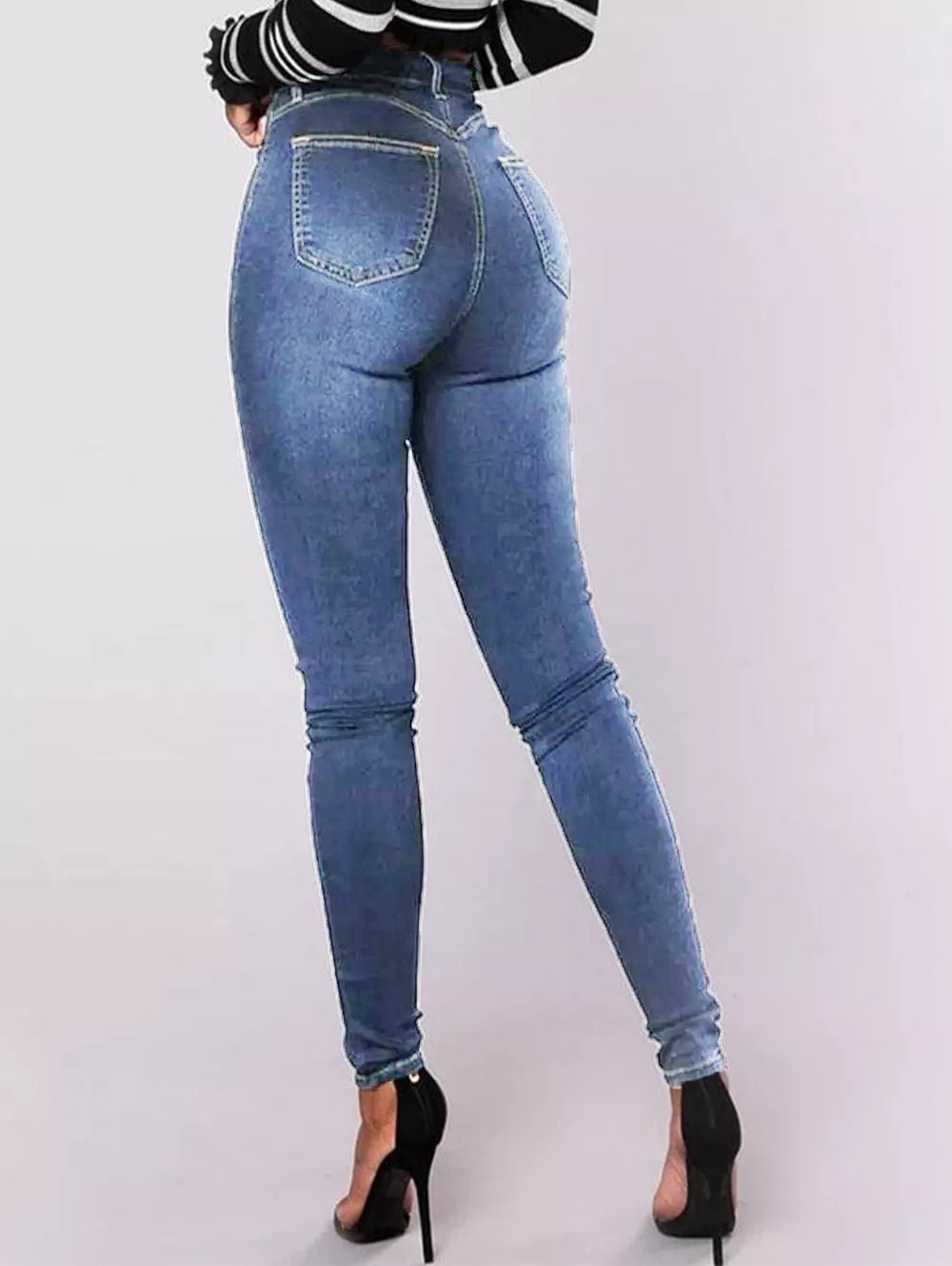 Double Buttoned With High Waist Skinny Jeans (Double Breasted High Waist Skinny Jeans)