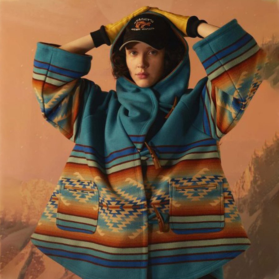 Ladies Western Vintage Print Woolen Jacket