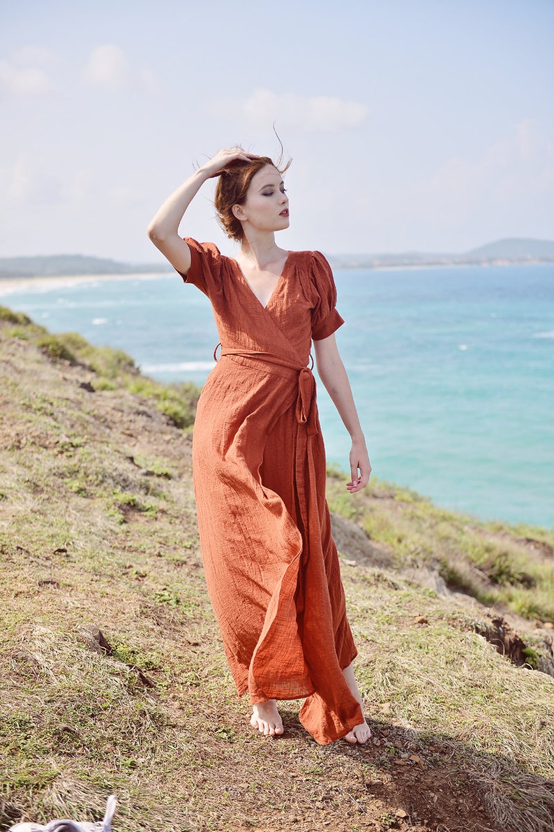 Linen Gauze Wrap Dress