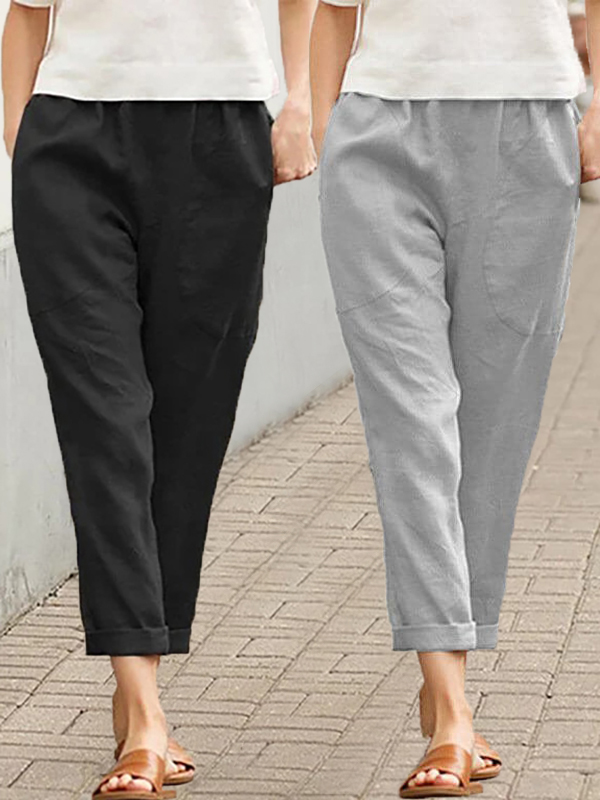 Linen-cotton Women's Large Size Loose Pants