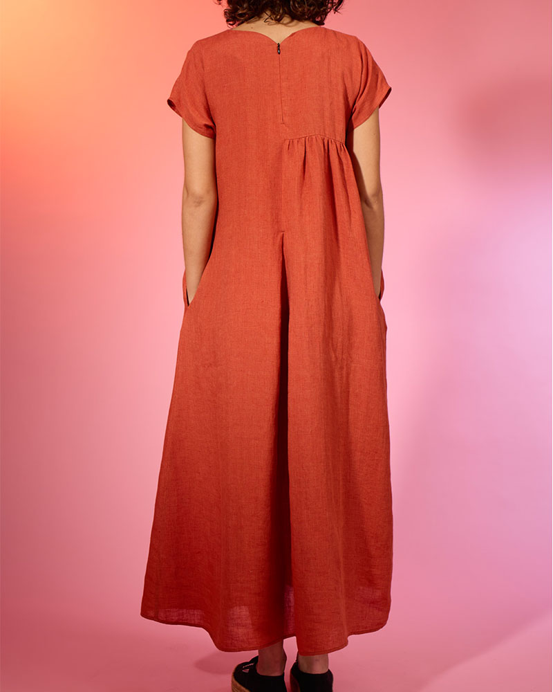 Chic V-Neck Loose Cotton Linen Dress
