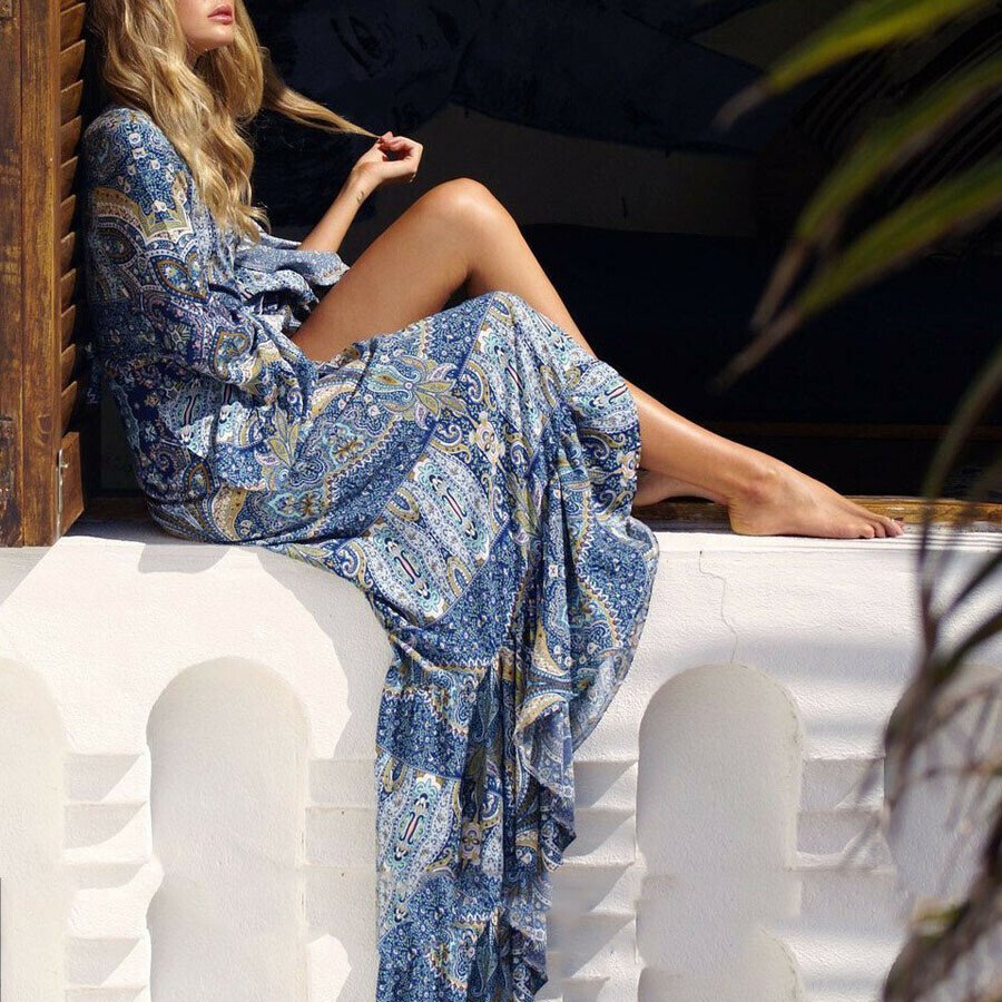 Cowgirl Boho Printed Maxi Dress