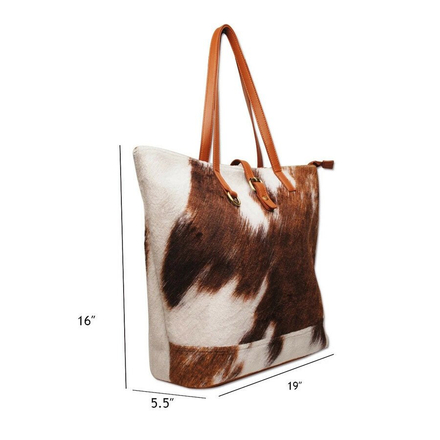 PU Cotton Plush Super Soft Cow Pattern Three-Piece Makeup Hand-Held One-Shoulder Handbag