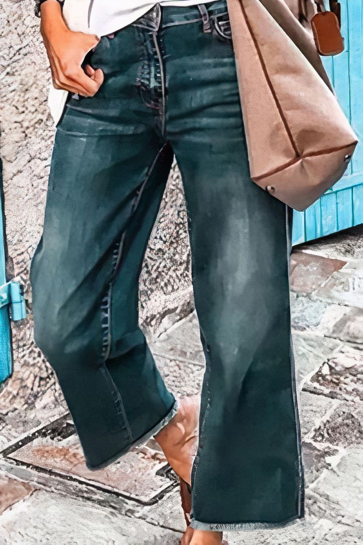 🔥🔥🔥🔥2023 Spring Midiross Washed Raw Hem Mid Waist Straight Leg Jeans