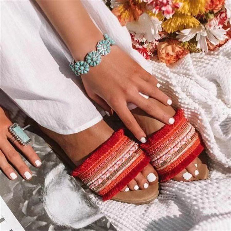 Beach Vacation Tassel Slippers