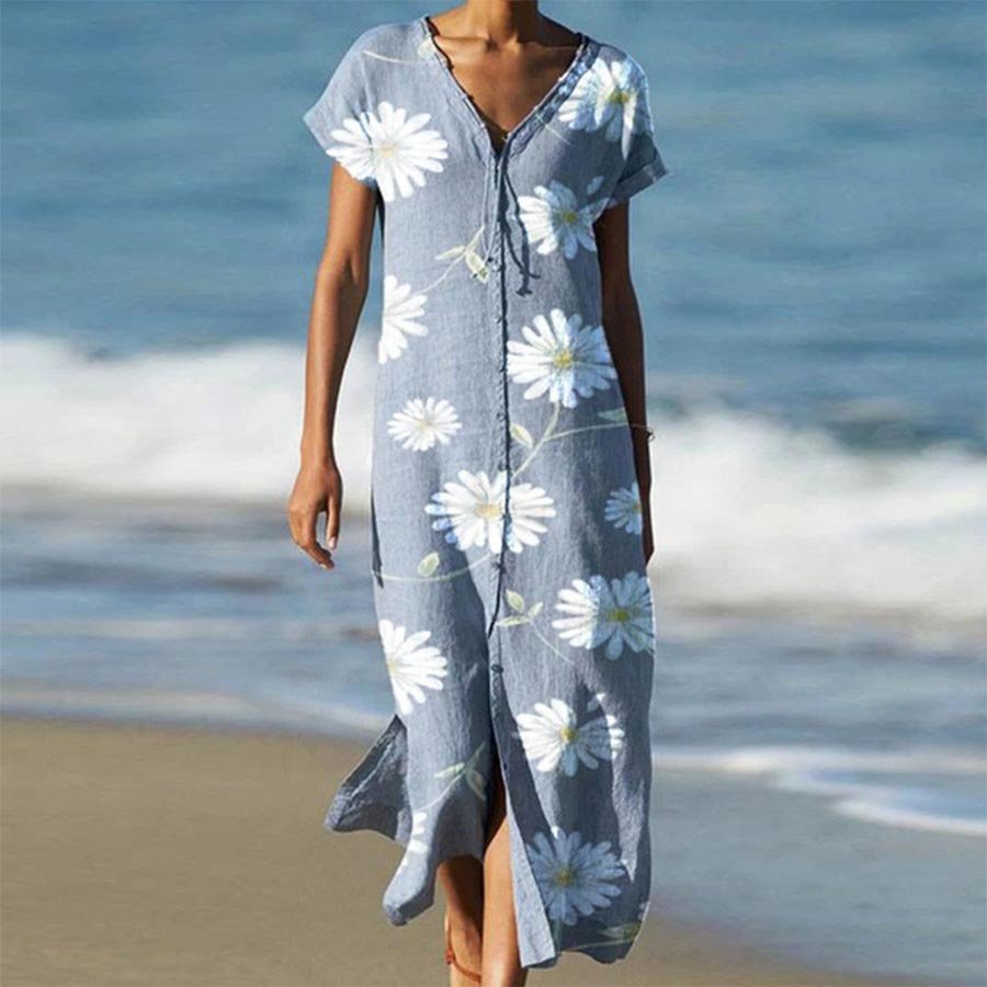 Women's Daisy Printed Vacation Dress