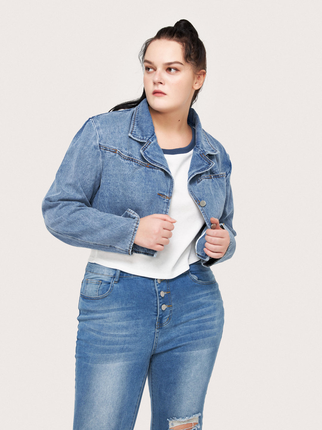 Curve&Plus Crop Denim Jacket