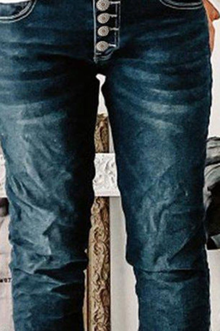 Midiross Button Up Roll Hem Straight Leg Jeans