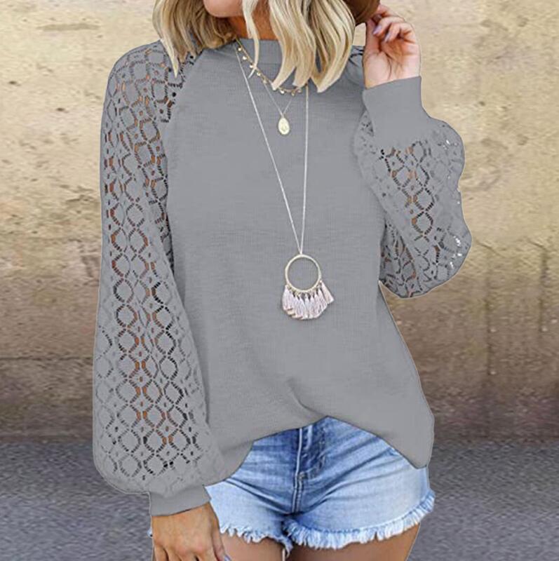 Elegant Lace Paneled Long Sleeve Shirt