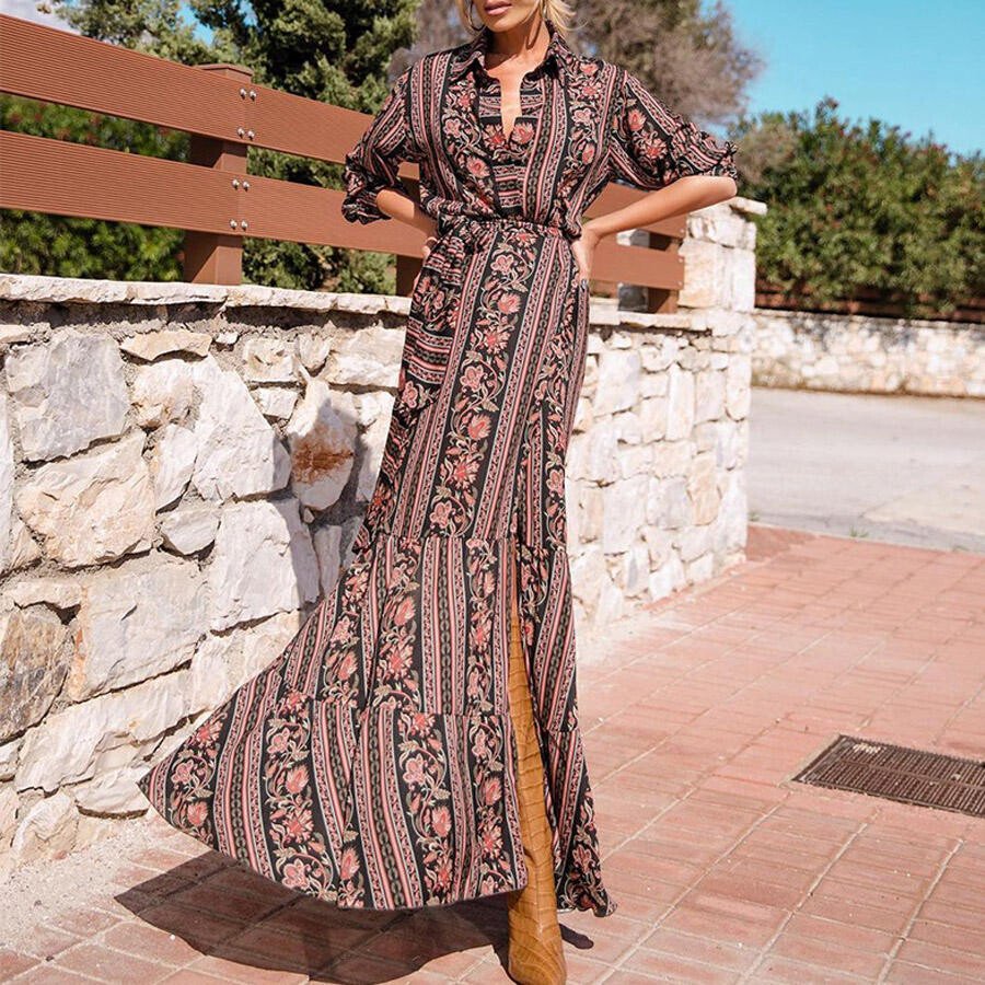 Bohemia Printed Slit Dress