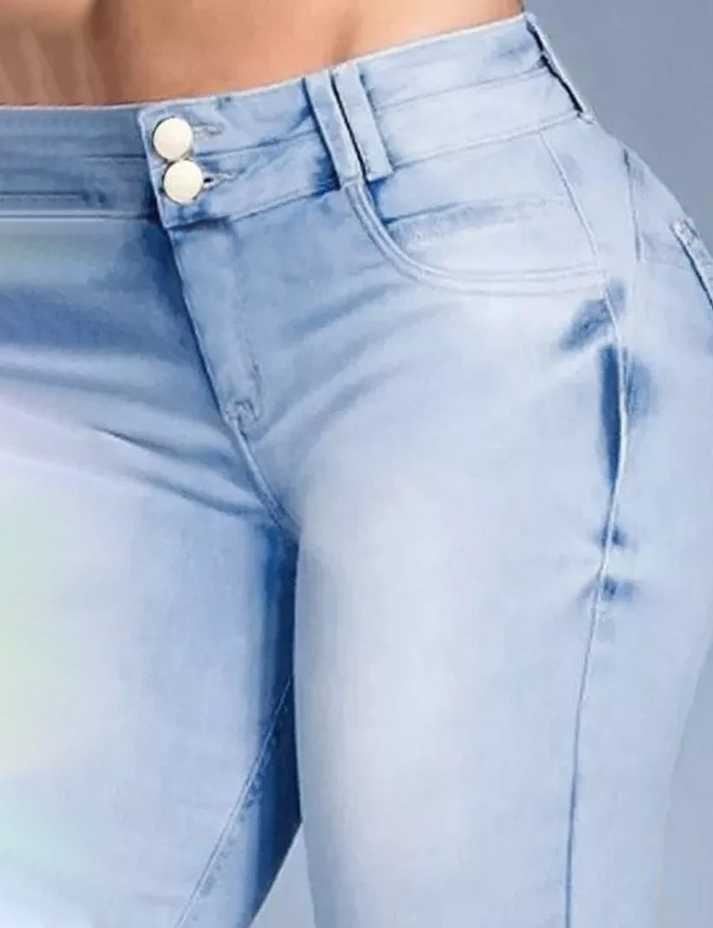 Button Front Butt Lifting Flare Jeans