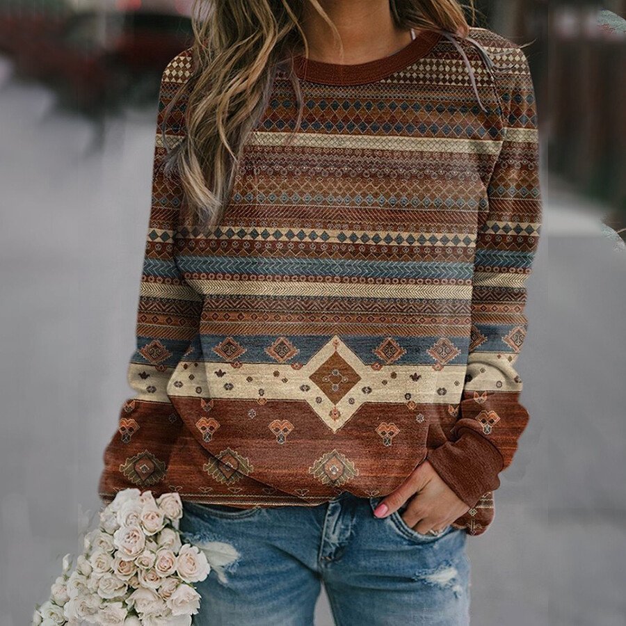 Vintage Print Ladies Sweater