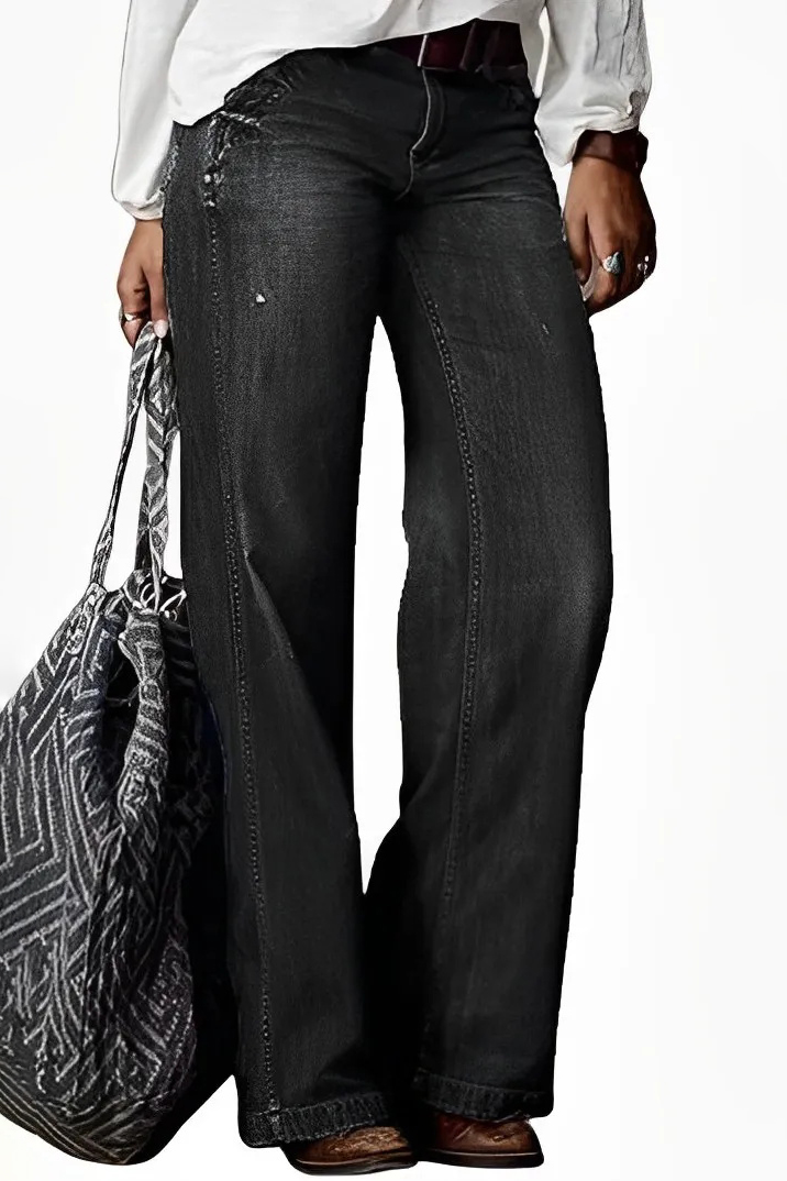 Vintage Pocket Denim Loose Jeans Pants