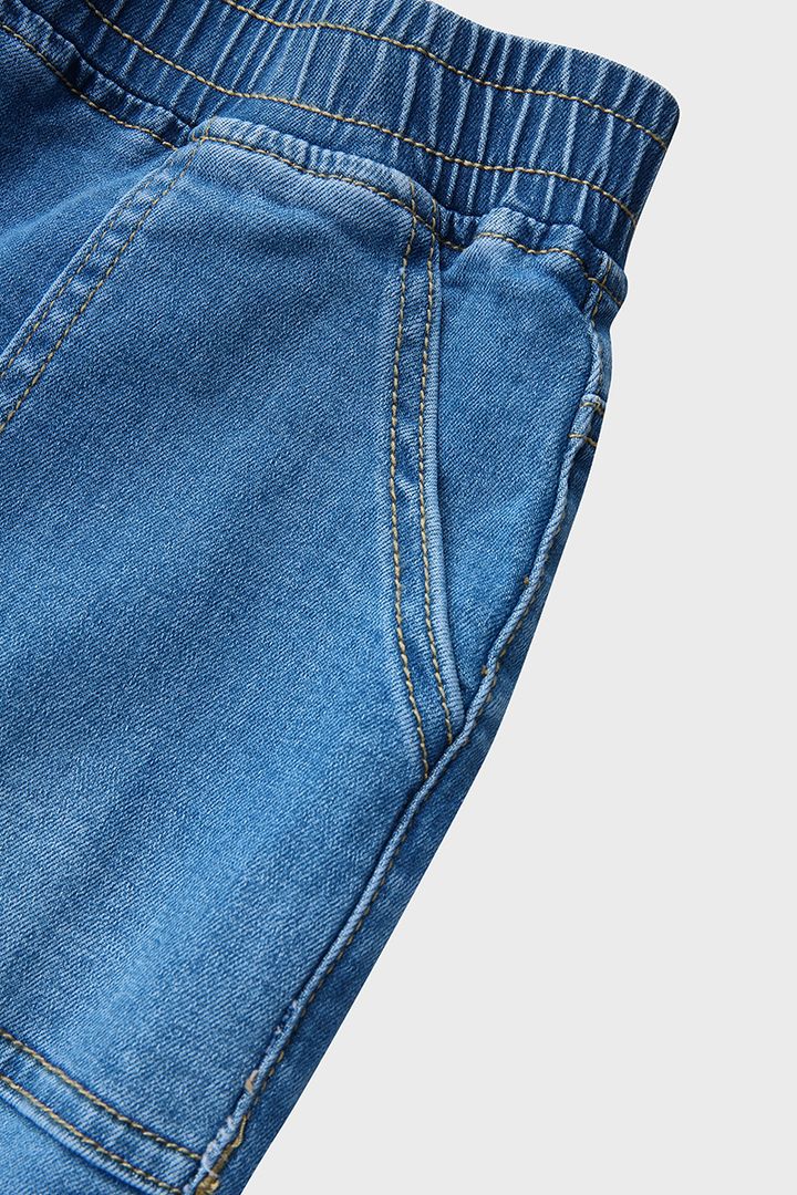 Midiross Ripped Drawstring Elastic Waist Pocket Detail Capris Jeans