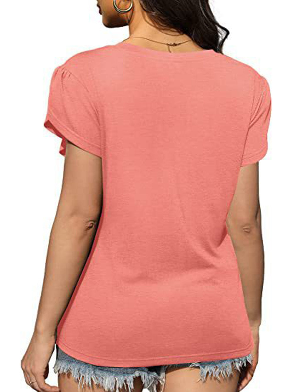 Crew Neck Solid Twist Short Sleeve T-Shirt