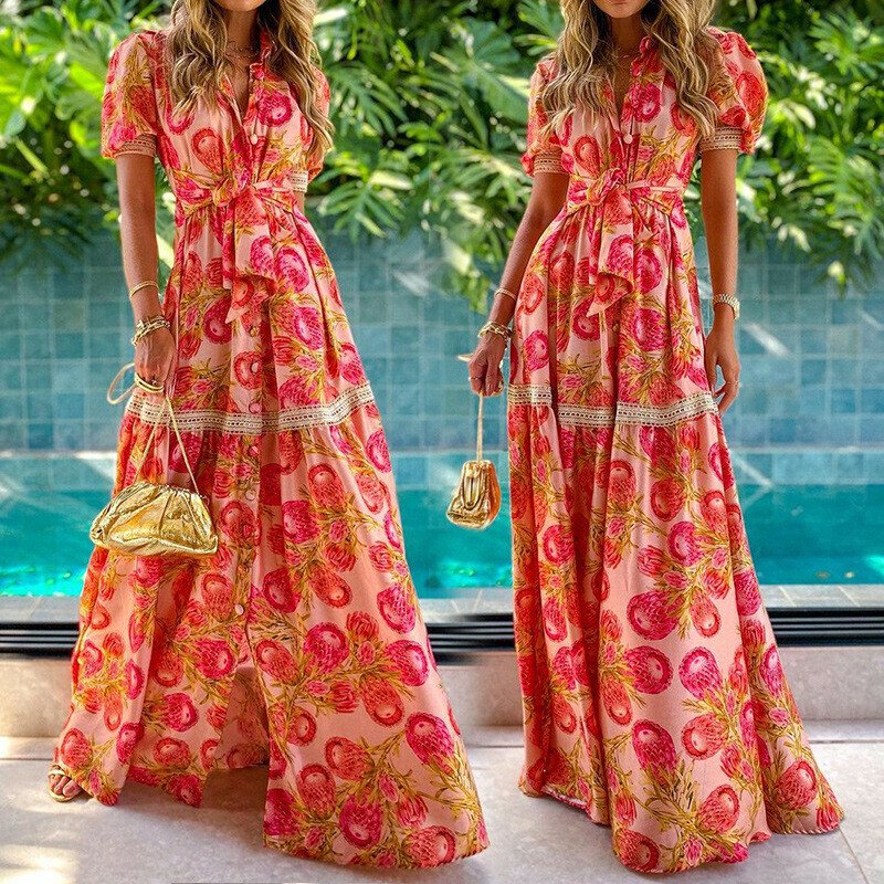 Printed Long Bohemian Dress